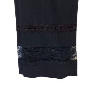Cache Stretch Navy Blue Pant Flat Front Lace Bottom No Waistband Size 4/6 $118